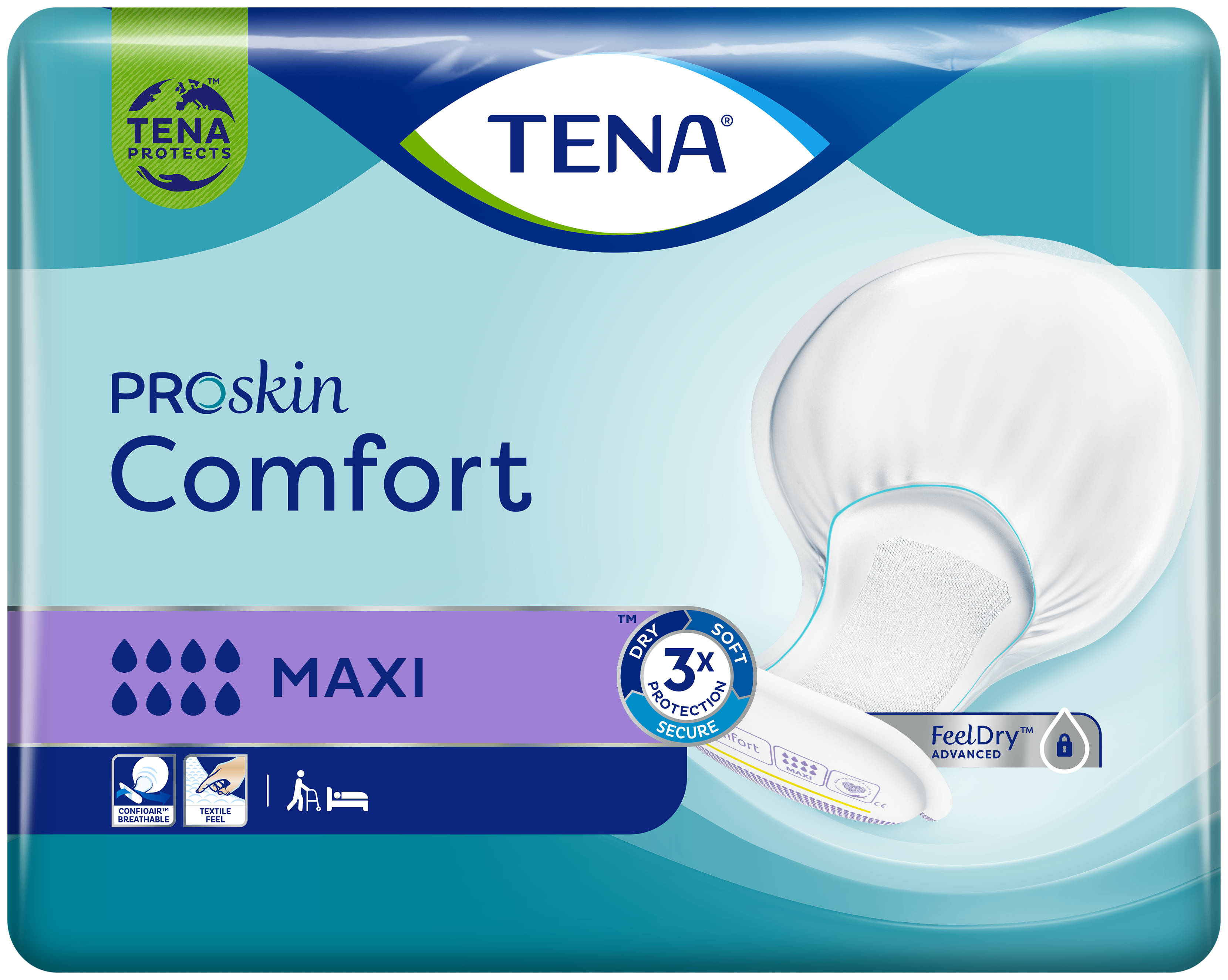 TENA Comfort Maxi | Inkontinensskydd i stor modell för god hudhälsa