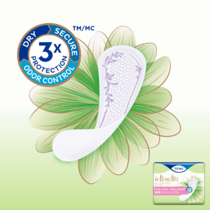 Triple Protection Protects against urine leaks, odor and wetness.