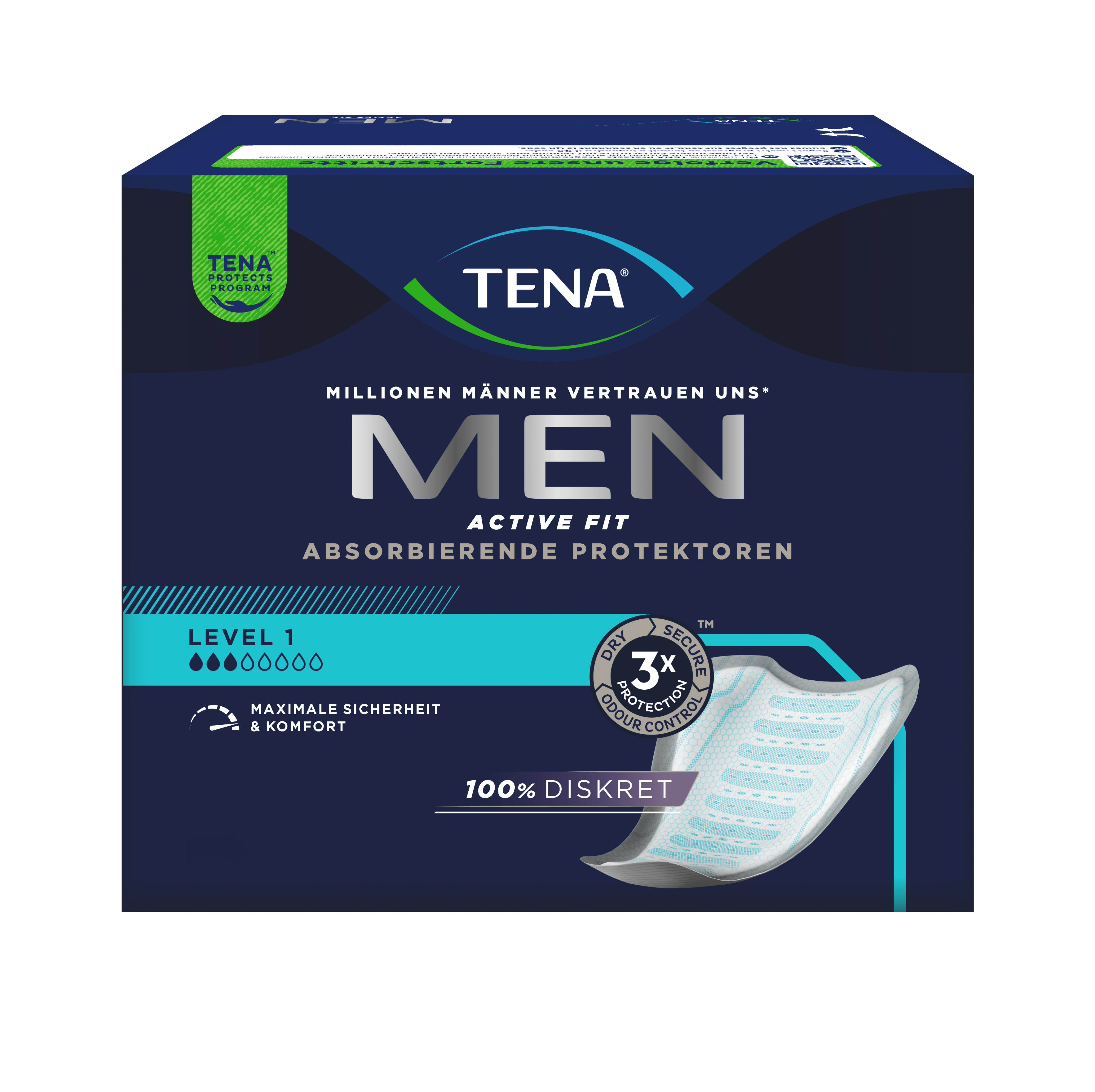 TENA Men Active Fit Absorbierende Protektoren Level 1 | Inkontinenzeinlage