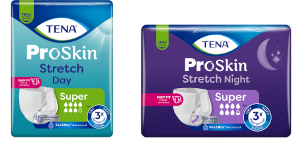 Balení nových natahovacích kalhotek TENA ProSkin Stretch Day a Night
