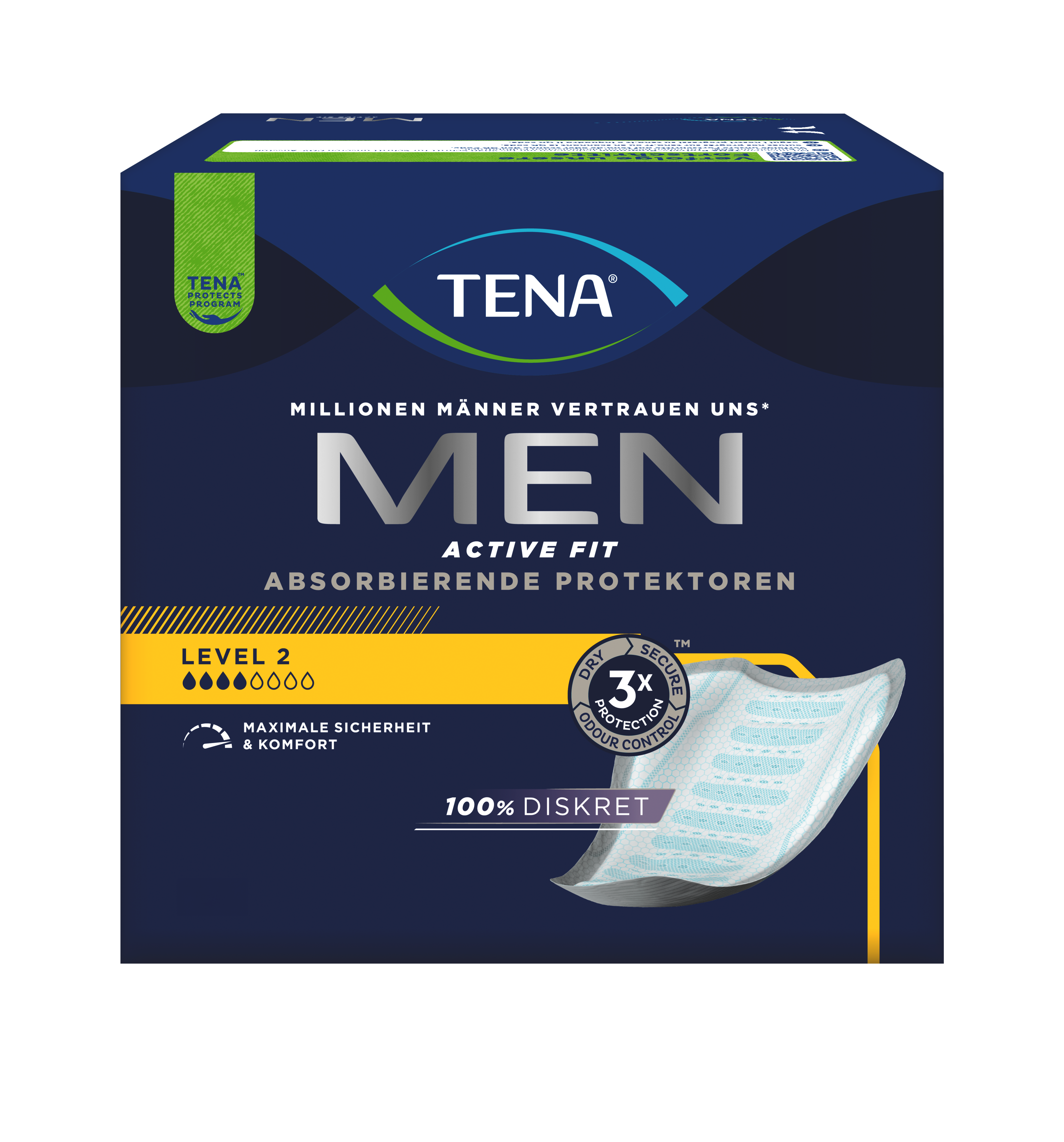 TENA Men Active Fit Absorbierende Protektoren Level 2 | Inkontinenzeinlage
