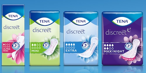 TENA Discreet. Protezioni assorbenti per incontinenza sottili e discreti.