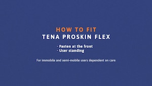 Ako obliekať nohavičky TENA Flex s rýchloupevňovacím pásom v stoji – zobrazené spredu