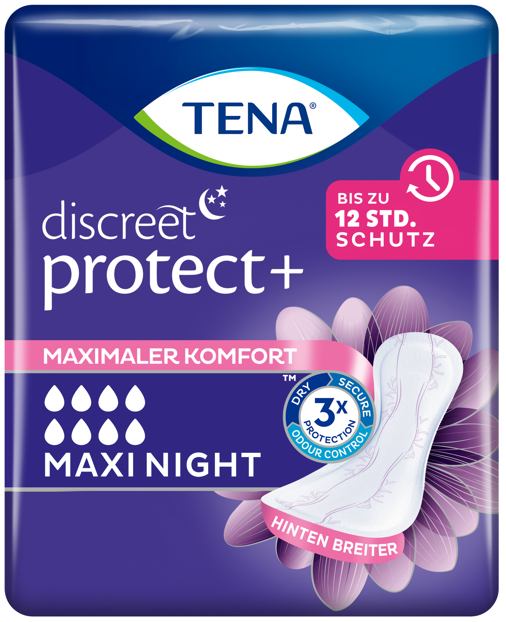 TENA Discreet Protect+ Maxi Night I Inkontinenz Einlage 