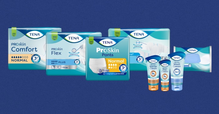 TENA ProSkin シリーズの排泄ケア製品とスキンケア製品