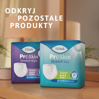 Produkty TENA Stretch na dzień i na noc