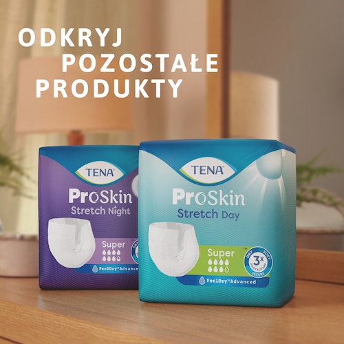 Produkty TENA Stretch na dzień i na noc