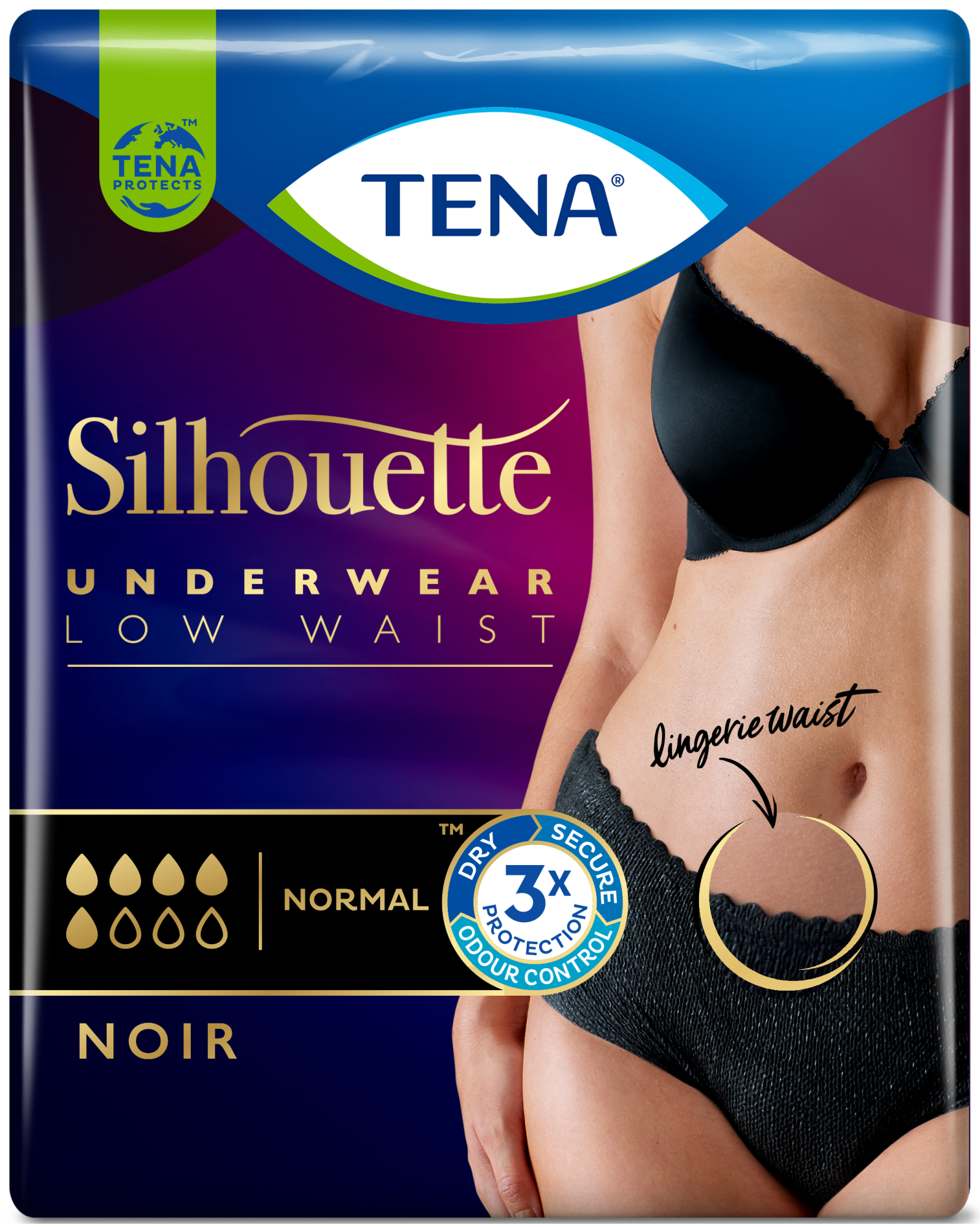 TENA Silhouette Normal Noir | Low waist incontinence underwear
