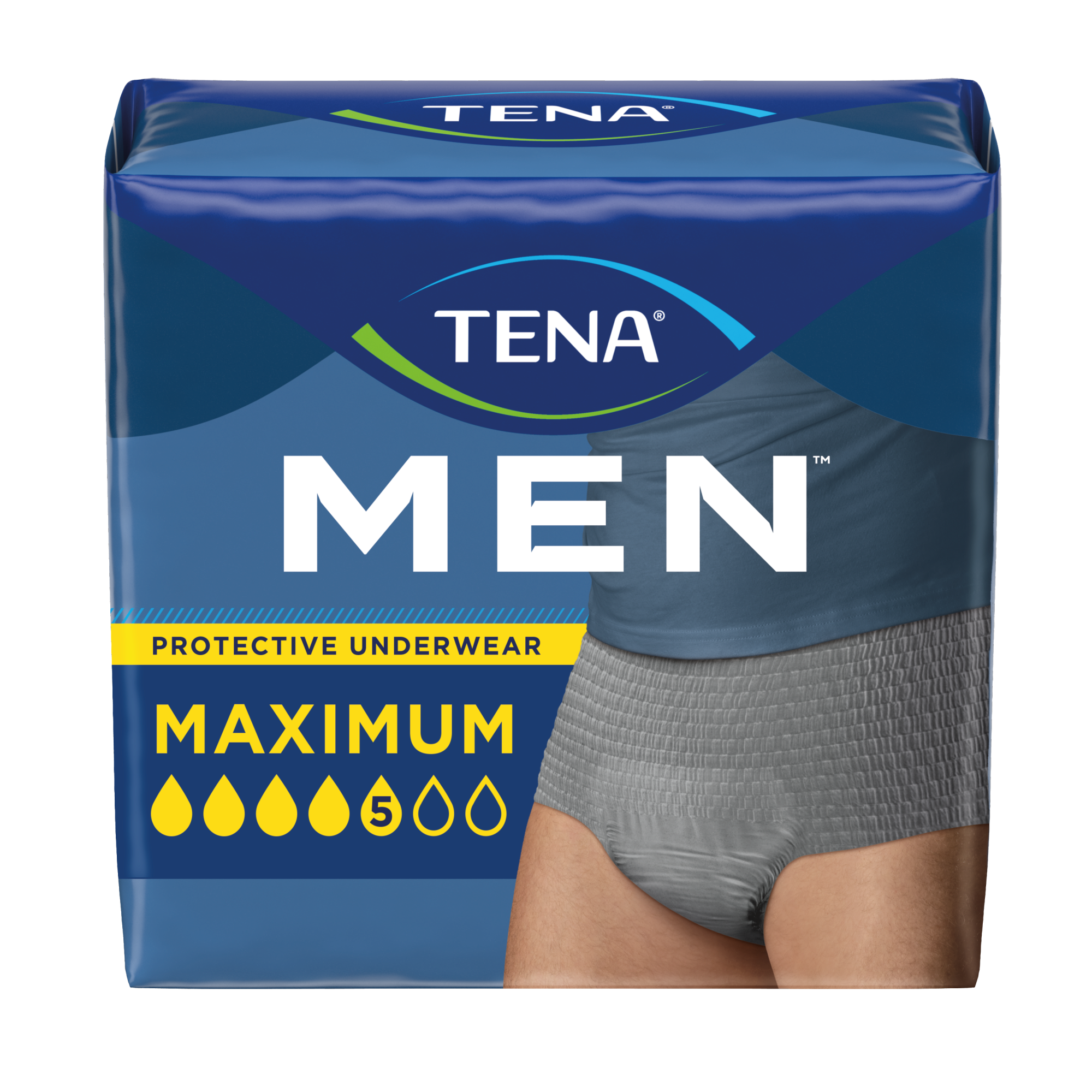Pack shot of the grey TENA Men Protective Underwear