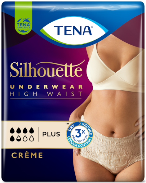 TENA Silhouette - Mutandine assorbenti a vita alta color crema per  l'incontinenza femminile