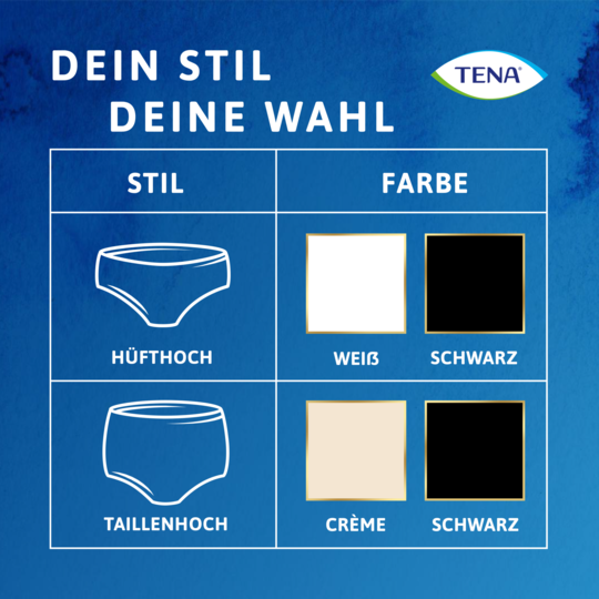 TENA Silhouette Plus Schwarz | Hüfthohe Unterwäsche zum Schutz bei Blasenschwäche