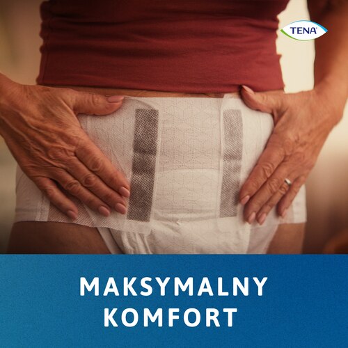 Kobieta ubrana w TENA Stretch - produkt o maksymalnym koforcie użytkowania