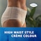 TENA Lady underwear on person, demonstrating the high waist style and the cream colour.