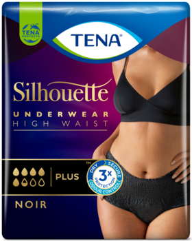 TENA Silhouette – kõrge vöökohaga musta värvi naiste aluspesu uriinipidamatuse puhuks