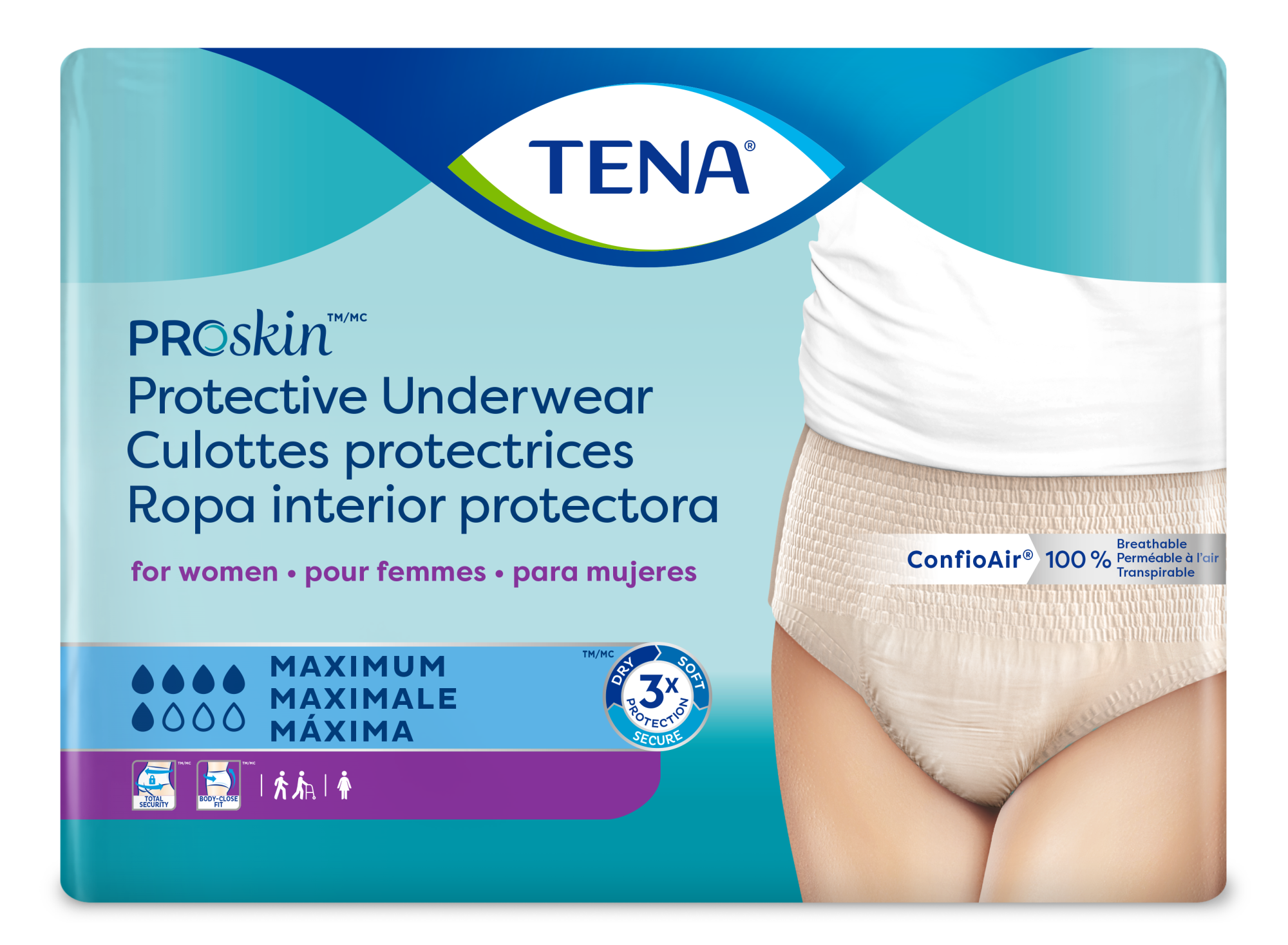 Culotte pour femmes TENA ProSkinMC avec capacité d’absorption maximale
