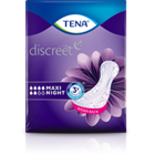 TENA Discreet Maxi uriinipidamatuse öösidemete pakk sinisel taustal 