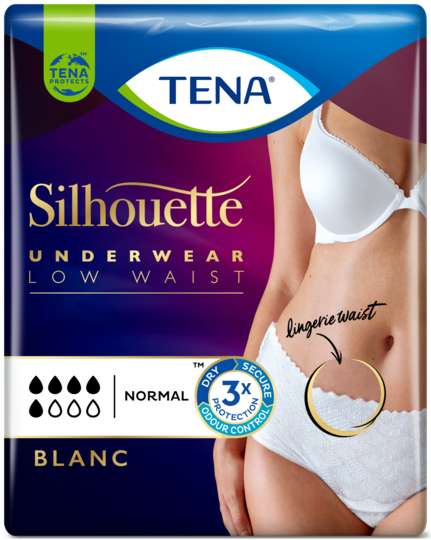 TENA Silhouette Normal Blanc  Roupa interior para incontinência de cintura  baixa - Mulheres - TENA Web Shop