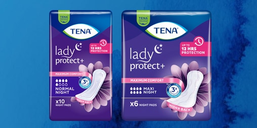 Упаковки нічних прокладок TENA Lady Protect+ Normal Night and TENA Lady Protect+ Maxi Night