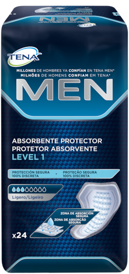 Protetor Absorvente TENA MEN Level 1 – Pensos masculinos absorventes e seguros para perdas de urina e incontinência ligeiras