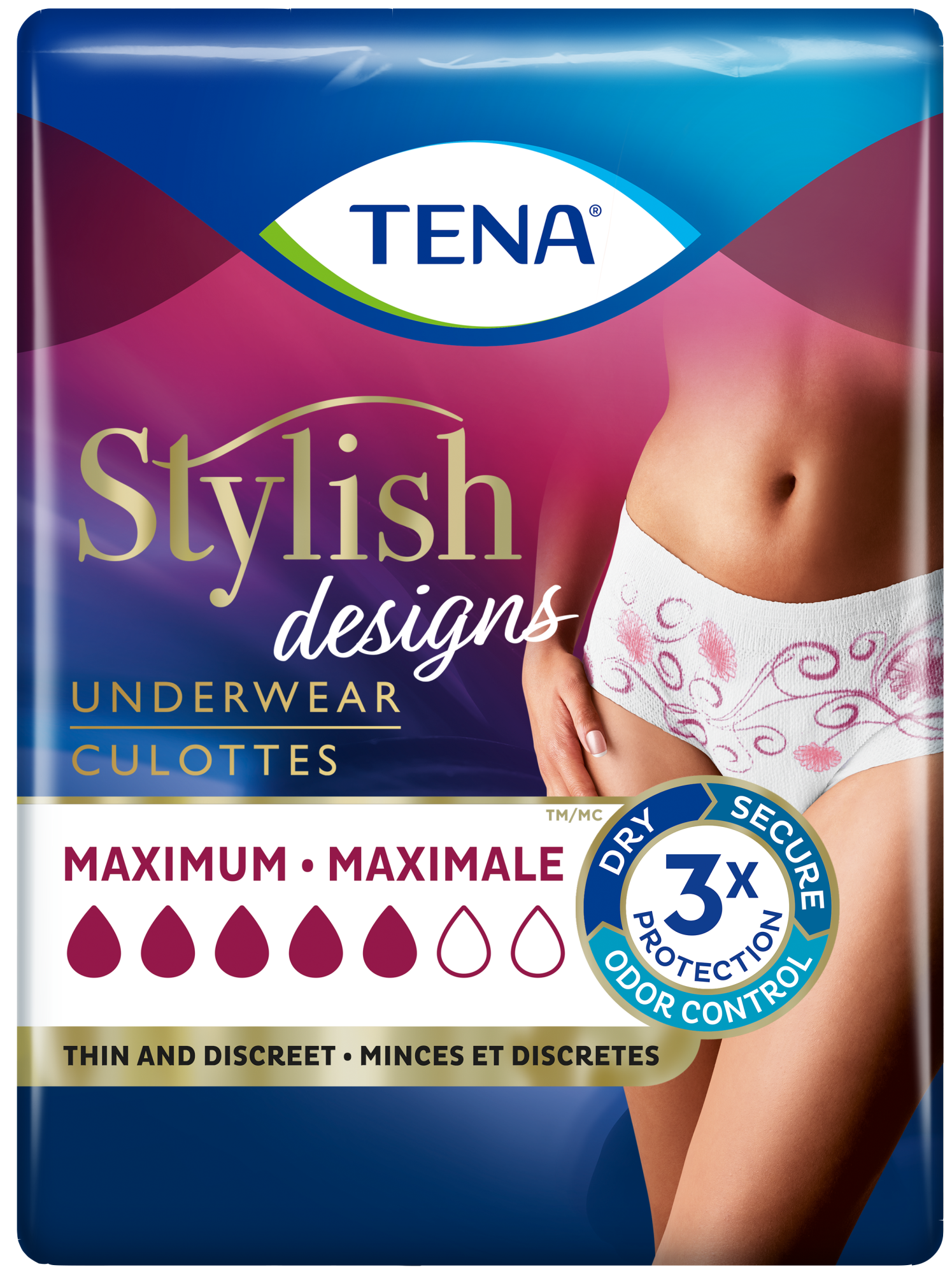 TENA Stylish Designs à absorption maximale | Culotte d’incontinence