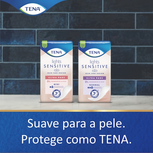 Imagem da gama de produtos TENA Lights Sensitive Ultra Pensos