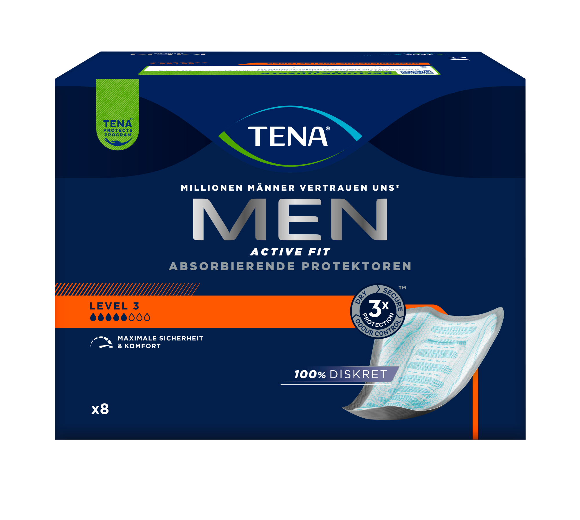 TENA Men Active Fit Absorbierende Protektoren Level 3 | Inkontinenzeinlage TENA Men Active Fit Absorbierende Protektoren Level 3 | Inkontinenzeinlage