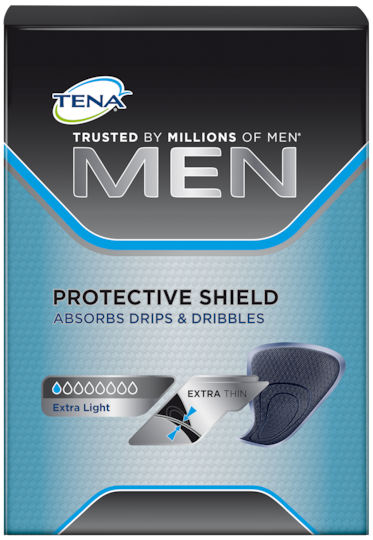 TENA Men Protective Shield inkontinensskydd för män med små urinläckage, droppläckage och efterdropp