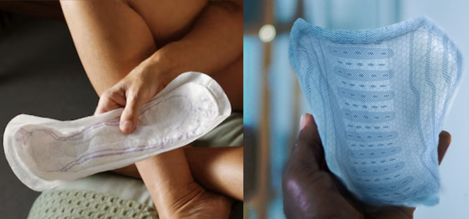 Eine Frau zeigt eine TENA Einlage