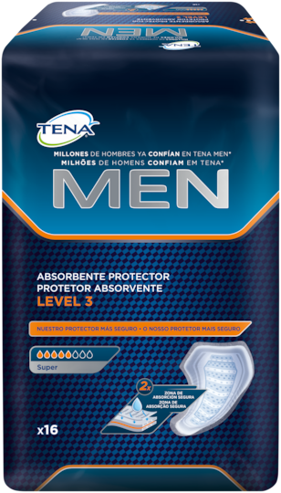 Protetor absorvente TENA Men Level 3 - Proteção adicional contra perdas de urina mais intensas e incontinência masculina, quer para o dia, quer para a noite