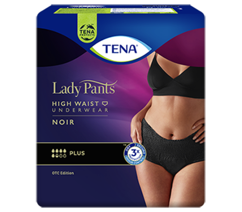 TENA Silhouette Low Waist Noir pack shot TENA Silhouette Low Waist Noir pack shot
