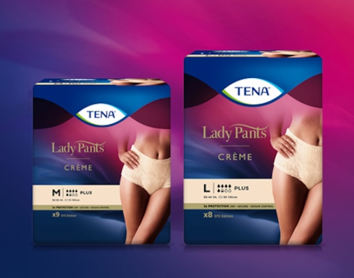 An image showing TENA Lady pants plus packs