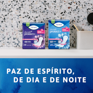 Tranquilidade, noite e dia, com os pensos para incontinência TENA Discreet Protect+