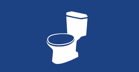 A toilet graphic designed to encourage professional caregivers to make the toilet door, light switch and toilet seat more visible for residents.