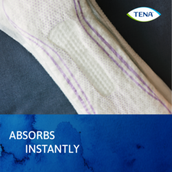 TENA Discreet Extra absorbs instantly