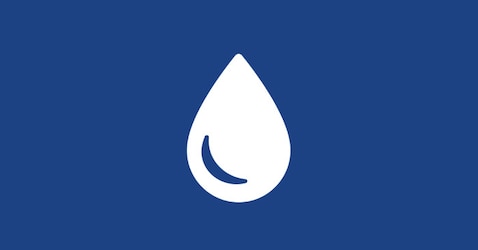 A graphic of a water droplet to remind professional caregivers to never skip a resident's toilet visit.