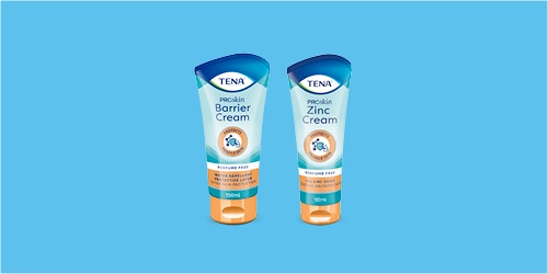 Ein Bild von der TENA Zinc Cream und der TENA Barrier Cream 