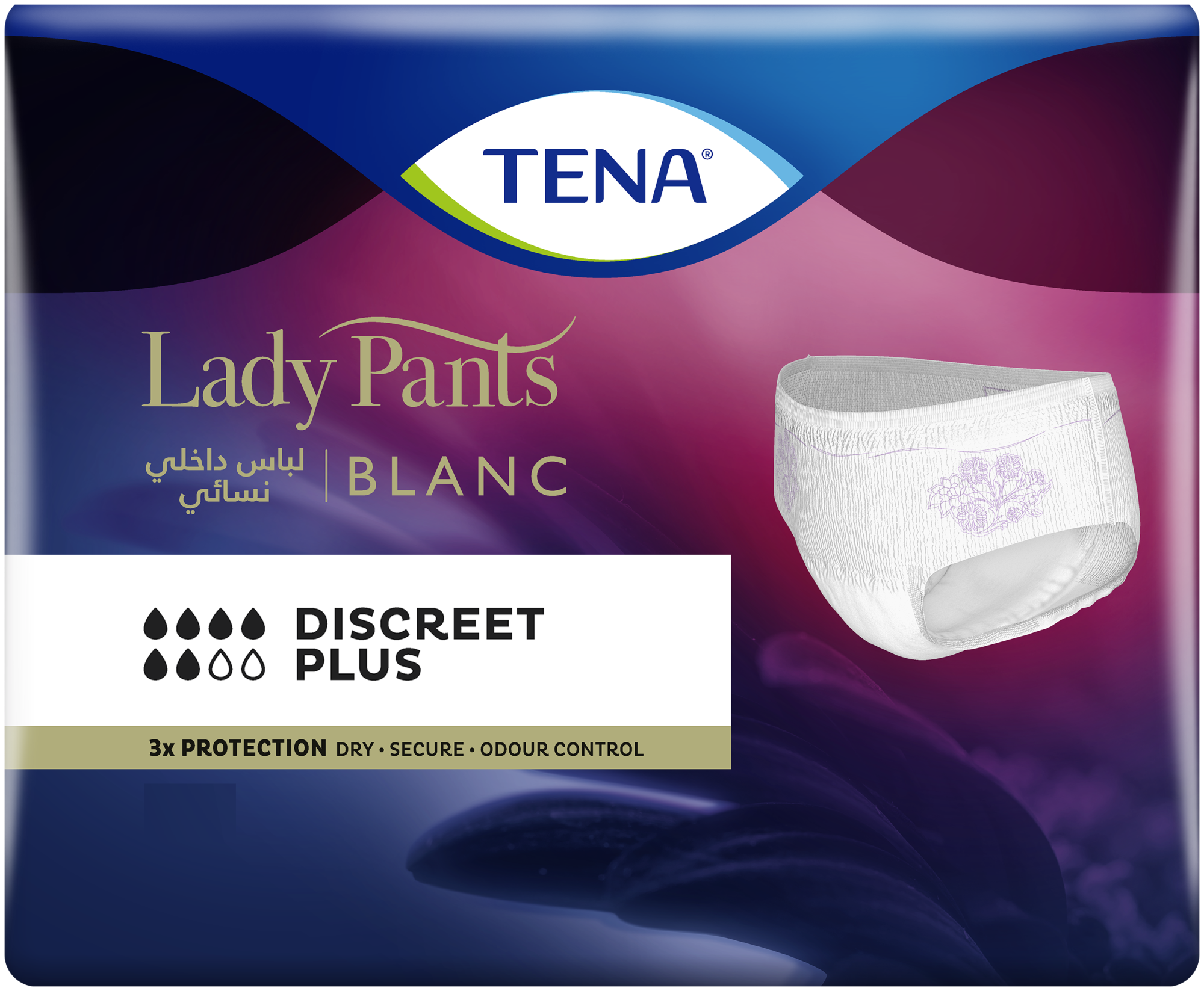 TENA Lady Pants Discreet Plus Taille haute Blanc – sous-vêtement absorbant 