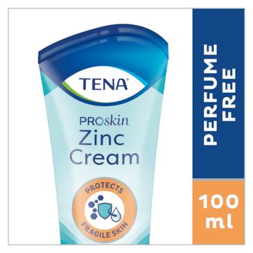 Zinková mast TENA Zinc Cream s obsahem zinku – bez parfemace a navržený pro zdraví pokožky 