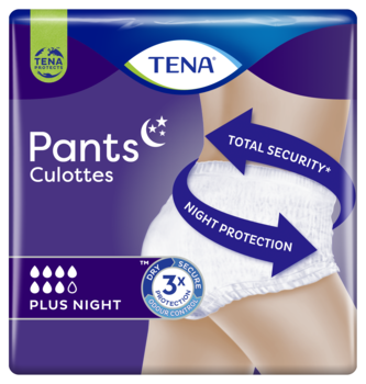 TENA Pants Plus Night | Morbide mutandine assorbenti per incontinenza per uso notturno
