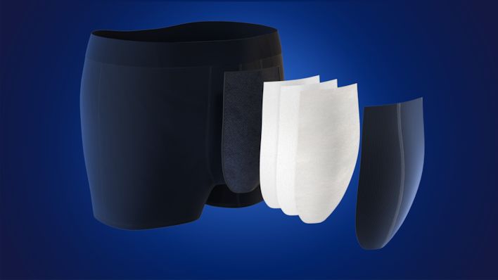 Illustration des différents composants des boxers lavables TENA Men
