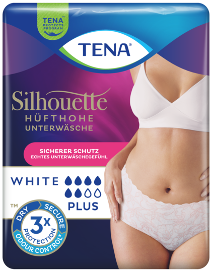 TENA Silhouette Plus White | Hüfthohe Unterwäsche zum Schutz bei Blasenschwäche