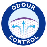 TENA Lady posiada system Odour Control™, który redukuje nieprzyjemny zapach