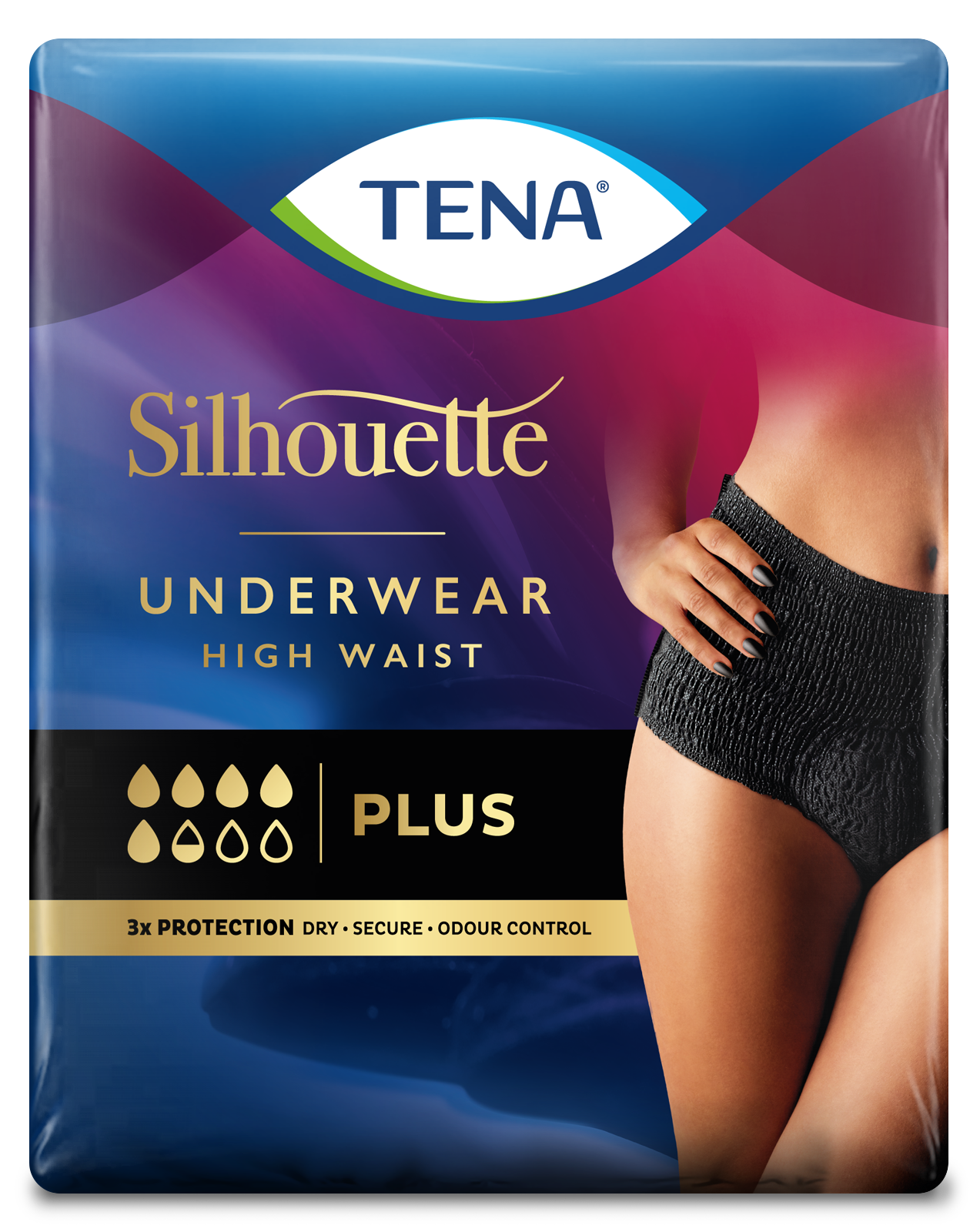 TENA Silhouette Plus High Waist Noir - Incontinence underwear