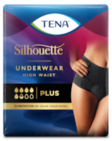 TENA Silhouette Plus High Waist Noir – inkontinensundertøy for kvinner i elegant svart 