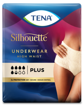 „TENA Silhouette Crème Plus“ – elegantiškos kreminės spalvos šlapimą sugeriančios kelnaitės, skirtos moterims