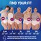 Size guide for TENA Women Sensitive Care Underwear, showing various sizes including Small/Medium (Waist: Hip: 25-34 inches), Large (Hip: 34-44 inches), Extra Large (Hip: 45-58 inches), Double Extra Large (Hip: 55-66 inches), Tripple Extra Large (Hip: 68-80 inches)