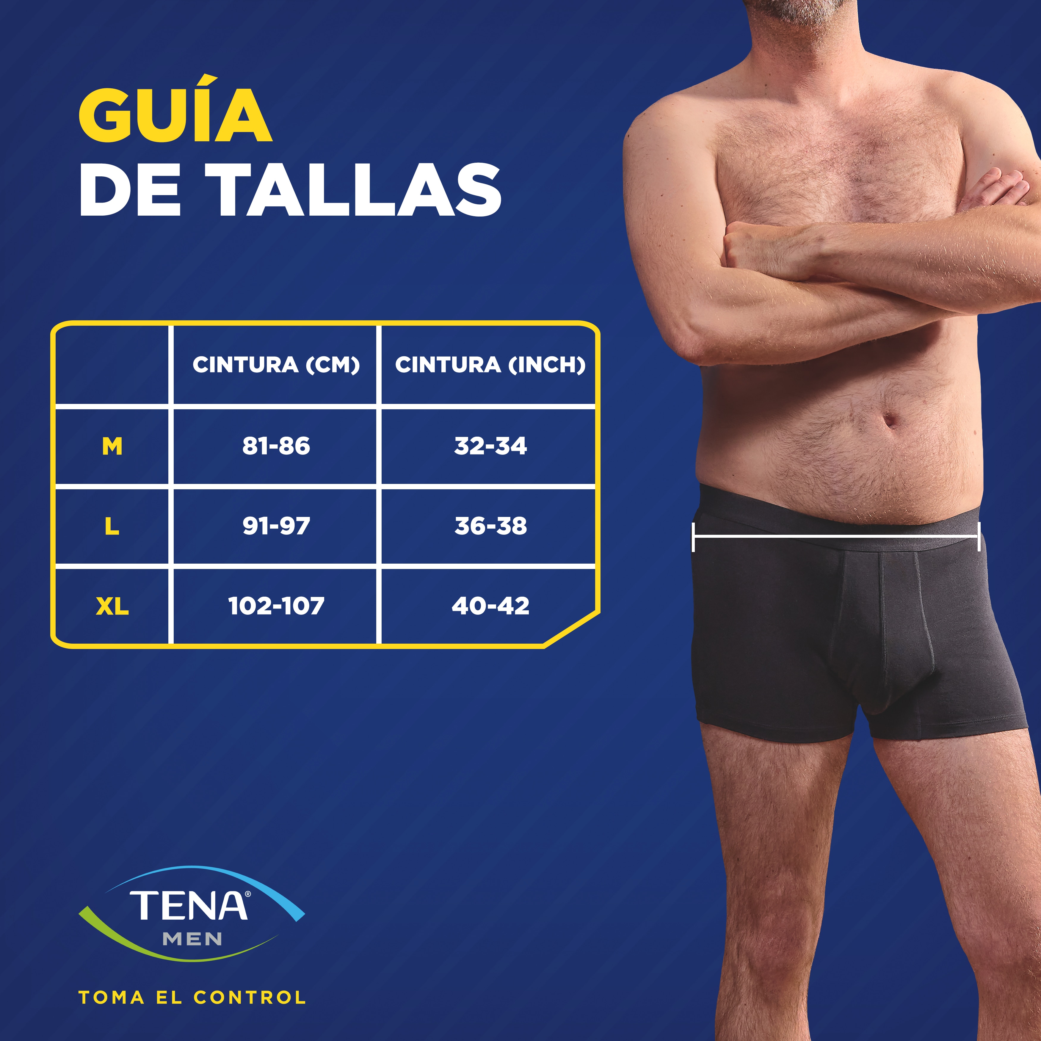 Guia de tallas TENA Men Washable