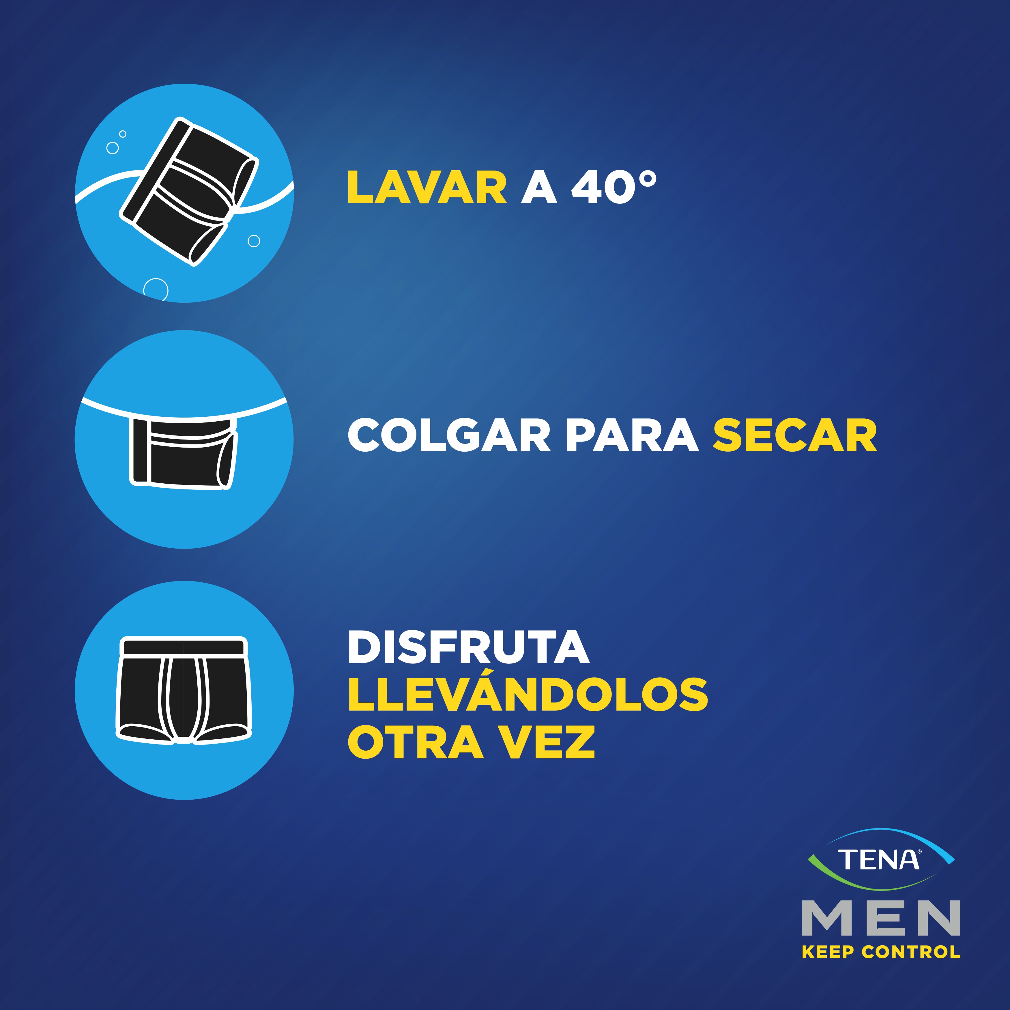 Lavar a 40º, Colgar para secar y volver a usarlos
