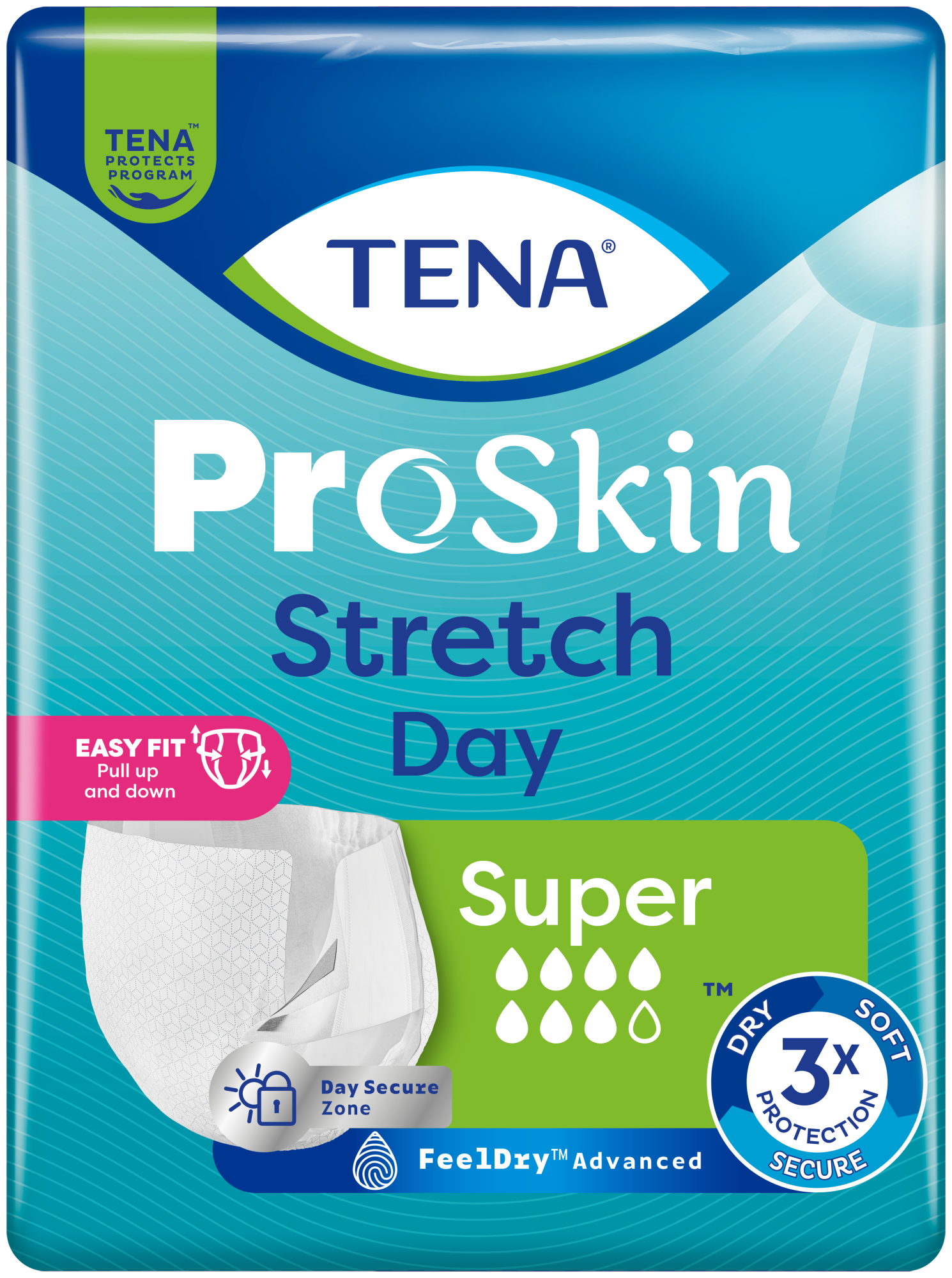 Pack shot of TENA Proskin Stretch Day