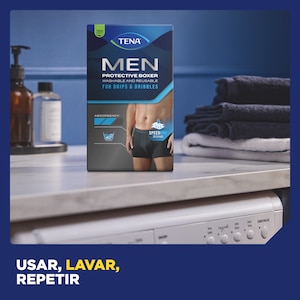 Póntelos, lávalos, vuélvelos a usar. Lava la ropa interior lavable TENA Men para la incontinencia a 40 °C